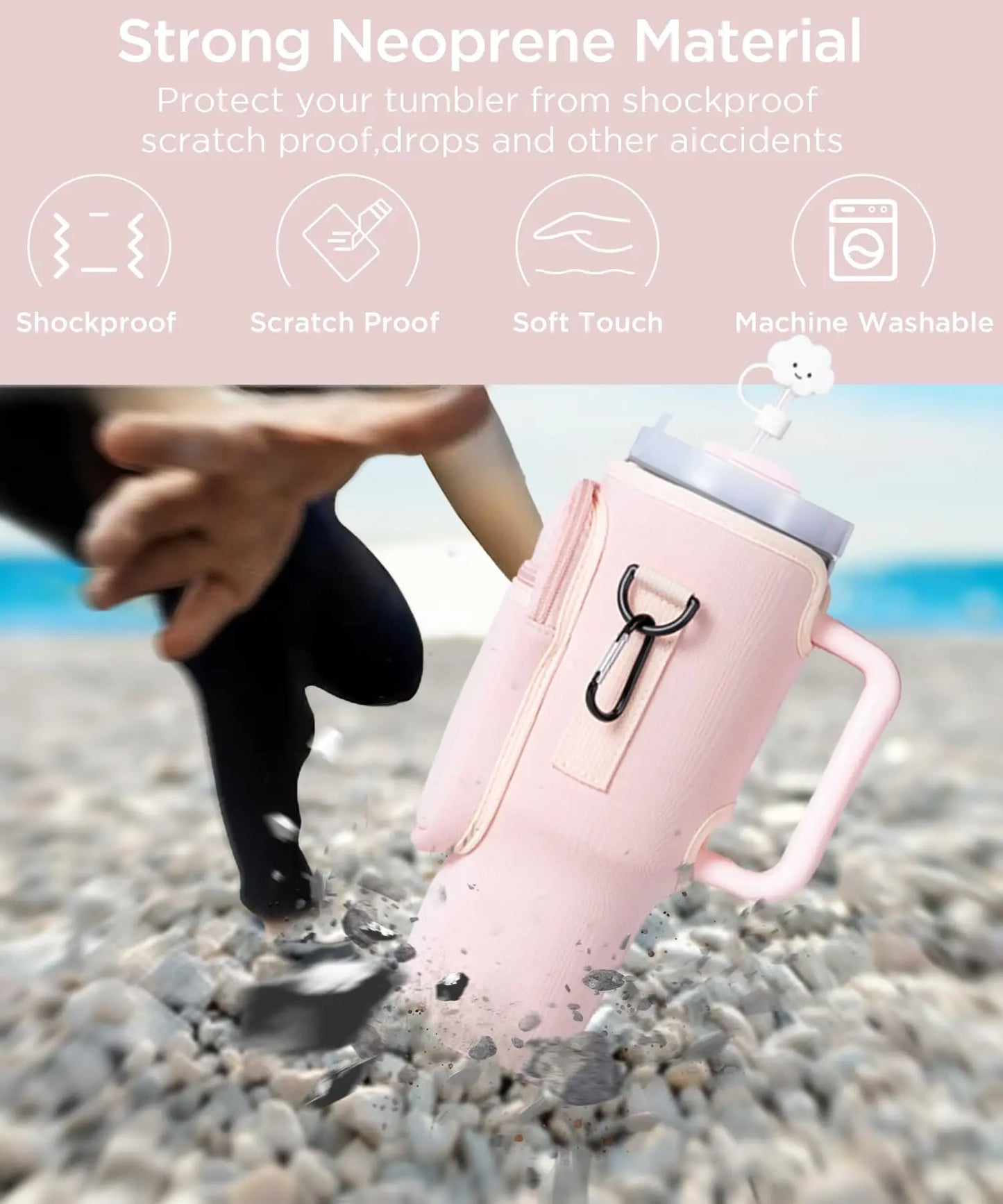 Neoprene Water Bottle Carrier with Phone Pocket